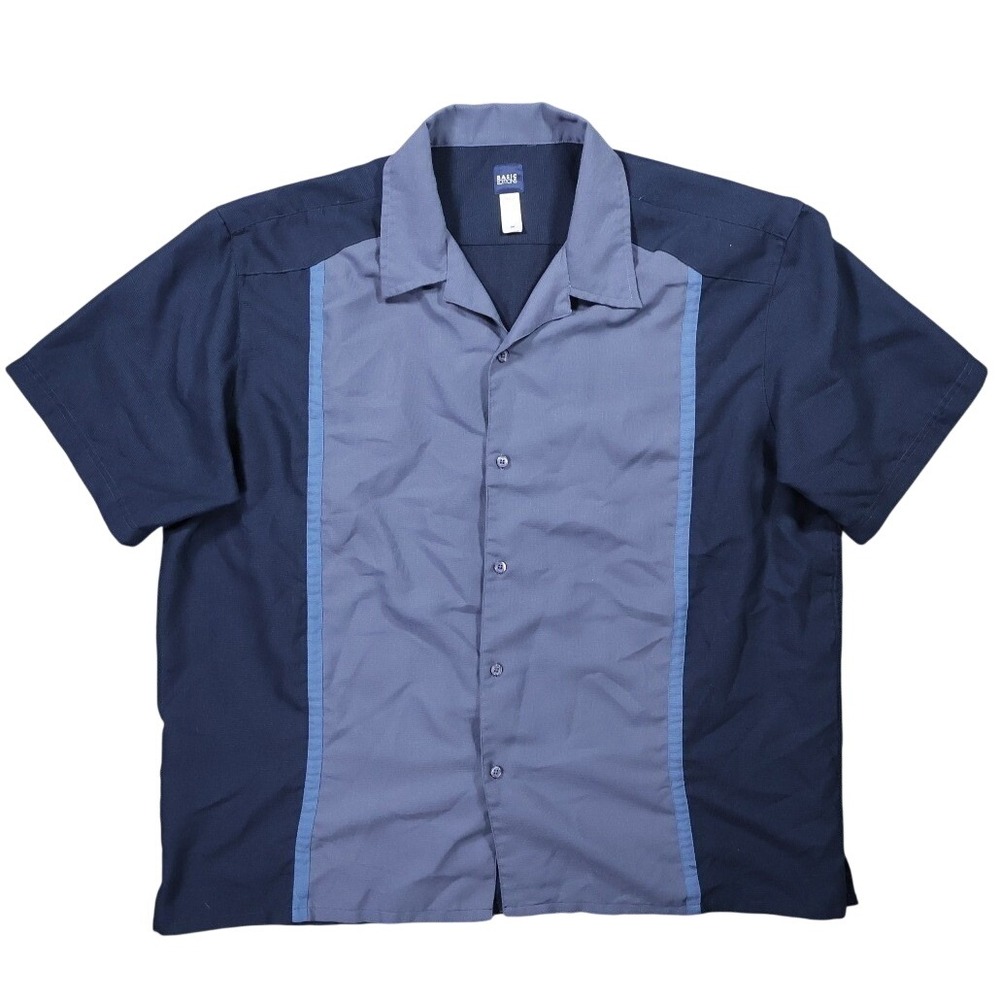 Basic Editions Button Up Shirt Mens 2XL Blue Excellent Vintage Colorblock